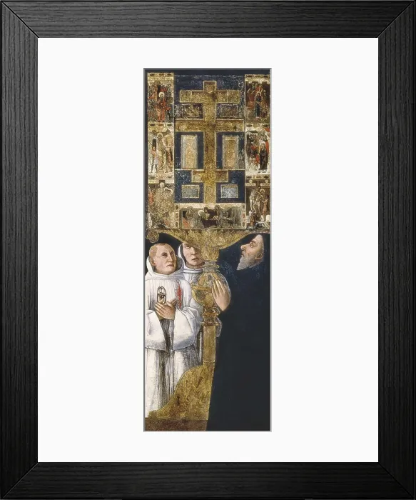 Framed Print : BELLINI, Gentile (1429-1507). Cardinal Bessarion and Two Members of the Scuola della Carit in prayer with the Bessarion Reliquary. 1472-1473 Framed Print : BELLINI, Gentile (1429-1507). Cardinal Bessarion and Two Members of the Scuola della Carit in prayer with the Bessarion Reliquary. 1472-1473