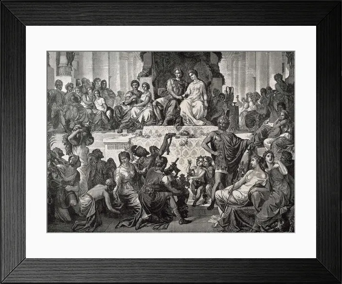 Framed Print : BREND'AMOUR, Richard (1831-1915). Wedding of Alexander the Great with Statira at Susa. 1882. Engraving made from an A. Muller's painting. Oil on canvas Framed Print : BREND'AMOUR, Richard (1831-1915). Wedding of Alexander the Great with Statira at Susa. 1882. Engraving made from an A. Muller's painting. Oil on canvas