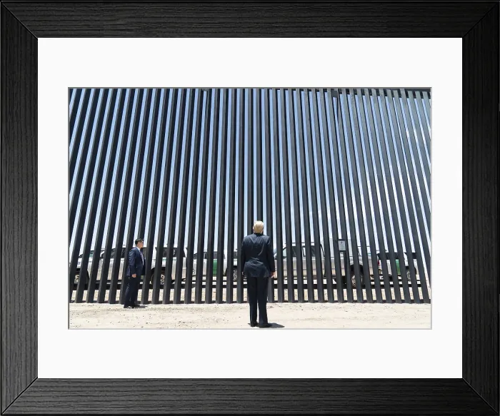 Framed Print : President Donald Trump stands before a section at the 200th mile of new border wall on the US-Mexico border near Yuma, Arizona, June 23, 2020. (BSLOC_2020_5_13) Framed Print : President Donald Trump stands before a section at the 200th mile of new border wall on the US-Mexico border near Yuma, Arizona, June 23, 2020. (BSLOC_2020_5_13)