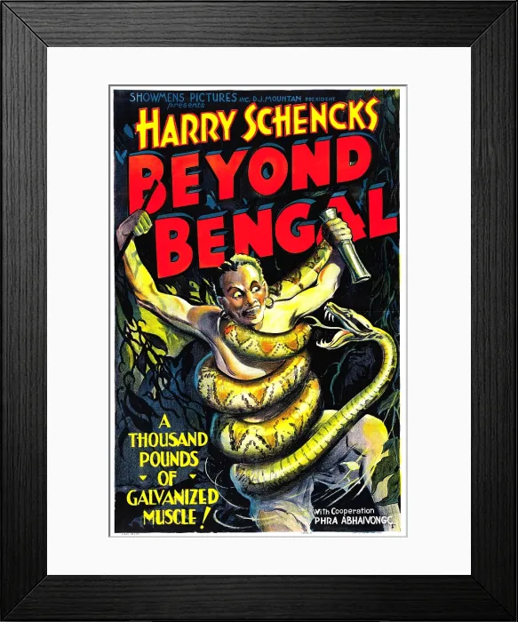 Framed Print : BEYOND BENGAL, man and python, 1934