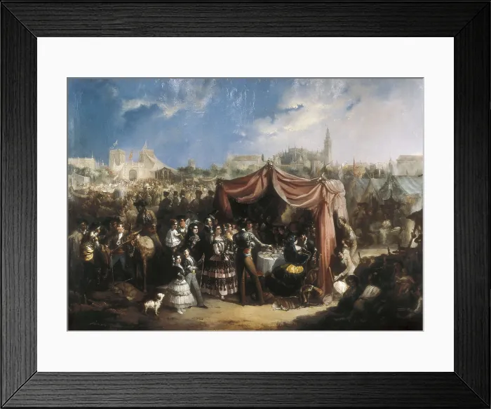 Framed Print : RODRIGUEZ de GUZMAN, Manuel (1818-1867). The Seville Fair. mid. 19th c. SPAIN. Segovia. Riofrio Palace. Oil on canvas. AISA / Everett Collection**US SALES ONLY**