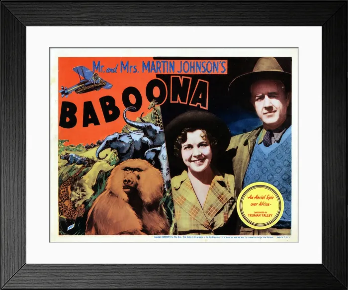 Framed Print : BABOONA, from left, Osa Johnson, Martin Johnson, 1935, TM and copyright Fox Film Corp. All rights reserved / Courtesy: Everett Collection
