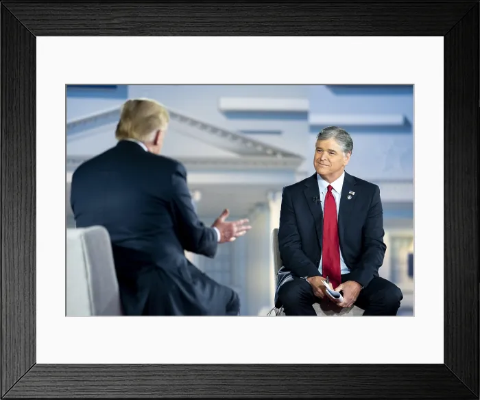 Framed Print : President Donald Trump is interviewed by Sean Hannity of Fox News, June 25, 2020 Framed Print : President Donald Trump is interviewed by Sean Hannity of Fox News, June 25, 2020