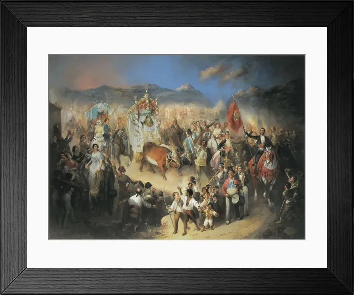 Framed Print : RODRIGUEZ de GUZMAN, Manuel (1818-1867). The Procession of El Rocio. mid. 19th c. Costumbrism. Oil on canvas. SPAIN. Segovia. Riofrio Palace Framed Print : RODRIGUEZ de GUZMAN, Manuel (1818-1867). The Procession of El Rocio. mid. 19th c. Costumbrism. Oil on canvas. SPAIN. Segovia. Riofrio Palace