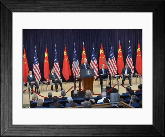 Framed Print : Vice President Joseph Biden speaking at the first session of the United States-China Strategic and Economic Dialogue, July 10, 2013