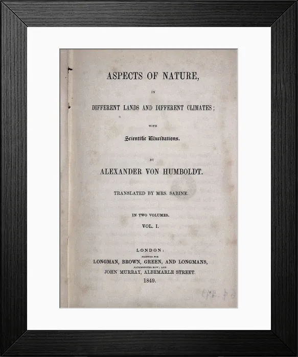 Framed Print : HUMBOLDT, Alexander von (1769-1859). 'Aspects of Nature', English edition of Humboldt's work edited in London (1844). SPAIN. Barcelona