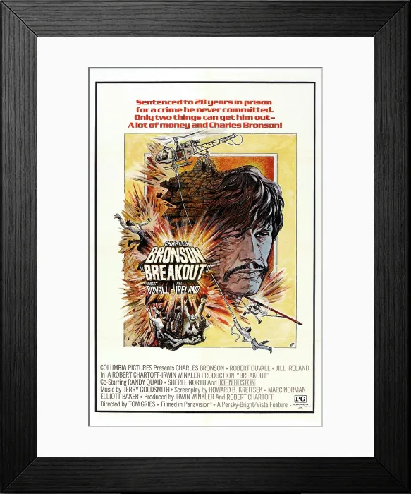 Framed Print : BREAKOUT, US poster art, Charles Bronson, 1975 Framed Print : BREAKOUT, US poster art, Charles Bronson, 1975