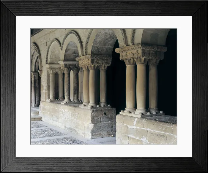 Framed Print : Monastery of Santo Domingo de Silos. s.XI-s.XII. SPAIN. Santo Domingo de Silos. Monastery of Santo Domingo (St. Dominic). Gate and arches of the Chapter House. Romanesque art