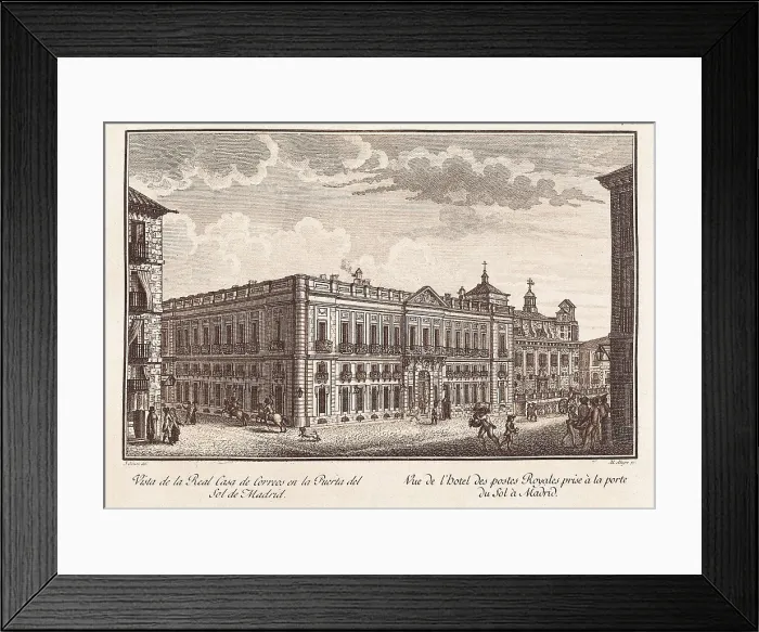 Framed Print : Madrid (19th c.). Real Casa de Correos (Royal Mail House) in Puerta del Sol. Etching. SPAIN. Madrid. National Library. AISA / Everett Collection**US SALES ONLY** Framed Print : Madrid (19th c.). Real Casa de Correos (Royal Mail House) in Puerta del Sol. Etching. SPAIN. Madrid. National Library. AISA / Everett Collection**US SALES ONLY**