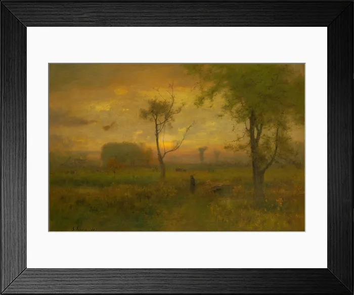 Framed Print : SUNRISE, by George Inness, 1887, American painting, oil on canvas