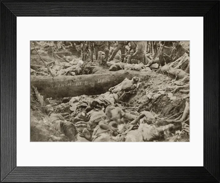 Framed Print : Bodies of dead Filipino Muslims killed at the First Battle of Bud Dajo during the Moro Rebellion, 1907 Framed Print : Bodies of dead Filipino Muslims killed at the First Battle of Bud Dajo during the Moro Rebellion, 1907