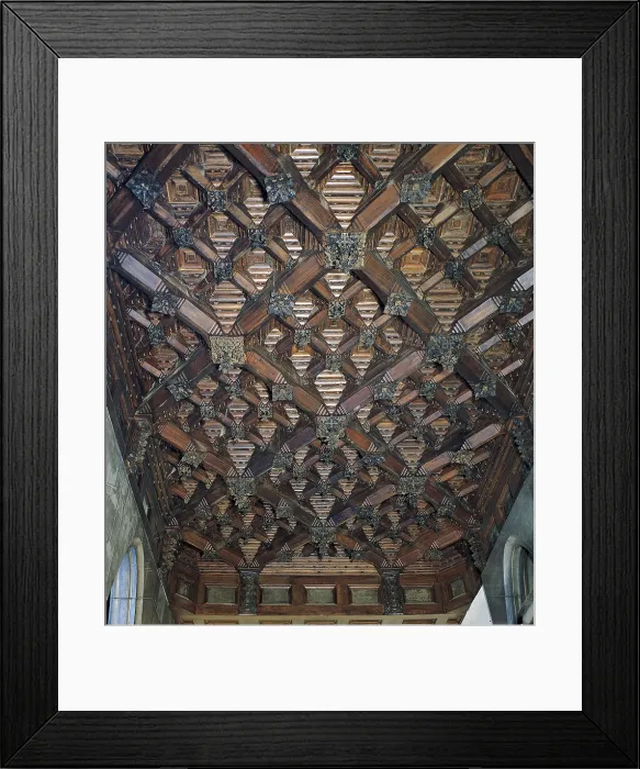 Framed Print : GAUDI i CORNET, Antoni (1852-1926). Guell Palace. 1885-1890. SPAIN. Barcelona. Gell Palace. Coffered ceiling from the first floor rooms. Modernism. Architecture