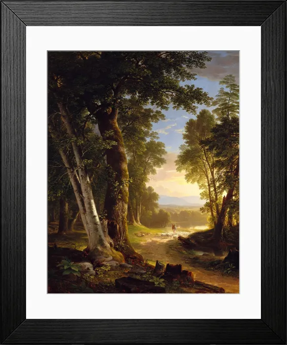 Framed Print : THE BEECHES, by Asher Brown Durand, 1845, American painting, oil on canvas. This landscape with beech and basswood trees, was based on a plein-air oil sketch (BSLOC_2017_11_17)