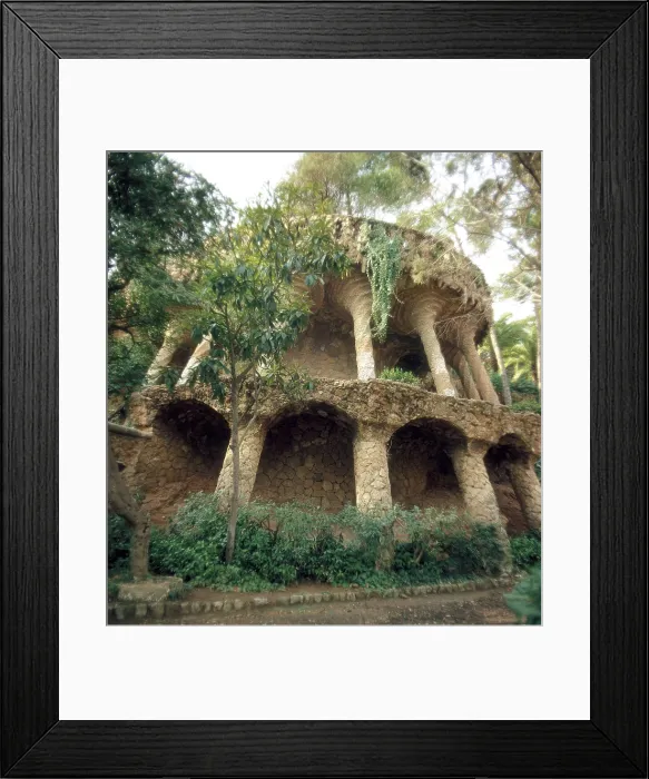 Framed Print : GAUDI i CORNET, Antoni (1852-1926). Park Gell. 1900-1914. SPAIN. CATALONIA. Barcelona. Park Gell. Arches. Modernism. Architecture. AISA / Everett Collection**US SALES ONLY**