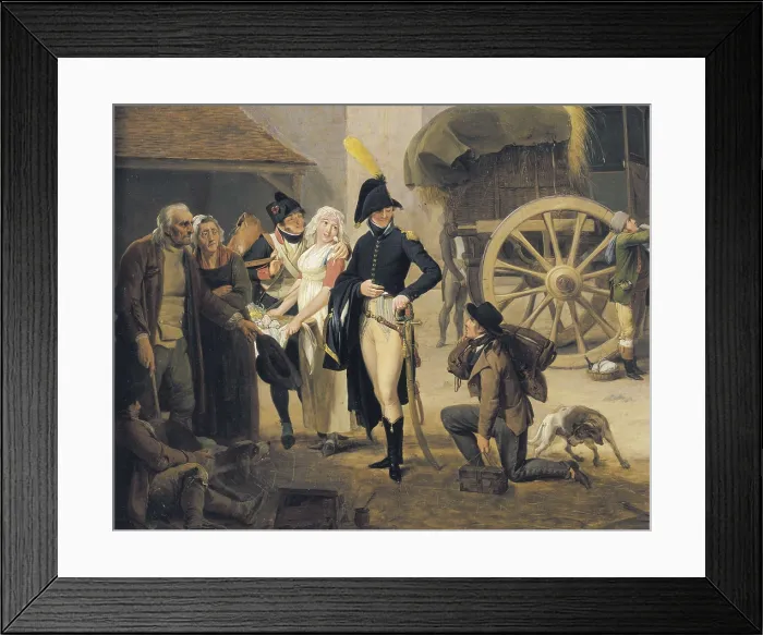 Framed Print : BOILLY, Louis Leopold (1761-1845). The Arrival of a Stagecoach at the Terminus, rue Notre-Dame-des-Victories, Paris. 1803. Left detail. Neoclassicism. Oil on canvas. FRANCE Framed Print : BOILLY, Louis Leopold (1761-1845). The Arrival of a Stagecoach at the Terminus, rue Notre-Dame-des-Victories, Paris. 1803. Left detail. Neoclassicism. Oil on canvas. FRANCE