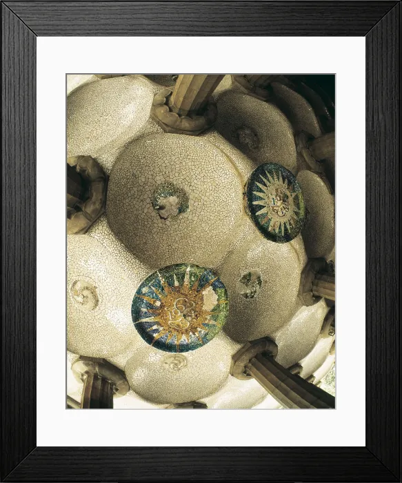 Framed Print : GAUDI i CORNET, Antoni (1852-1926). Park Gell. 1900-1914. SPAIN. CATALONIA. Barcelona. Park Gell. Ceiling of the Hypostyle Hall, decorated with mosaic. Modernism. Mosaic Framed Print : GAUDI i CORNET, Antoni (1852-1926). Park Gell. 1900-1914. SPAIN. CATALONIA. Barcelona. Park Gell. Ceiling of the Hypostyle Hall, decorated with mosaic. Modernism. Mosaic