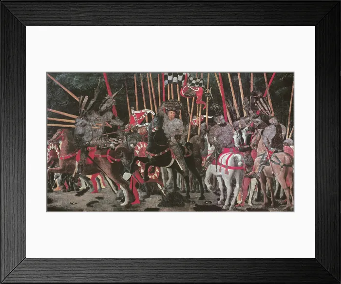 Framed Print : UCCELLO, Paolo di Dono, also called Paolo (1393-1475). The Battle of San Romano in 1432. ca. 1456. Renaissance art. Quattrocento. Tempera on wood. FRANCE. Paris. Louvre Museum
