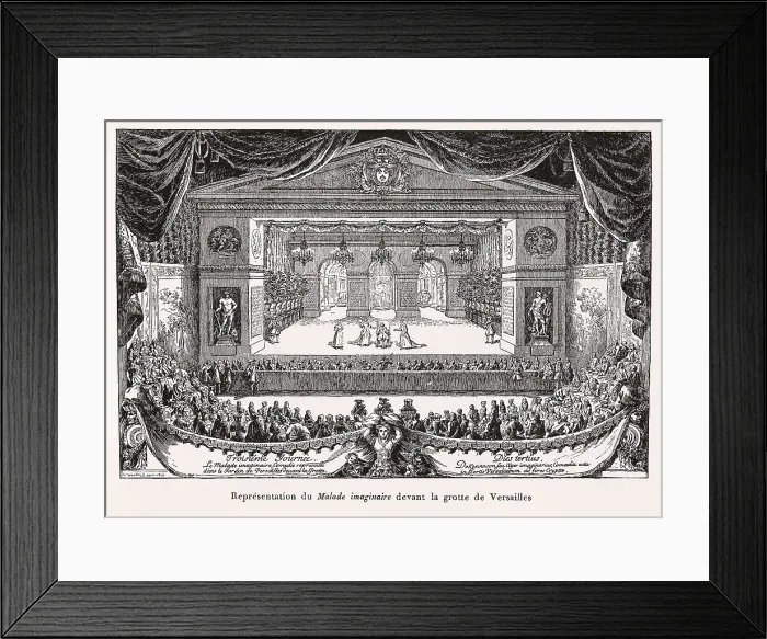 Framed Print : MOLIERE, Jean-Baptiste Poquelin, called (1622-1673). Performance before the Versailles court of 'Le Malade imaginaire' (The Hypochondriac) (1676). Etching. SPAIN