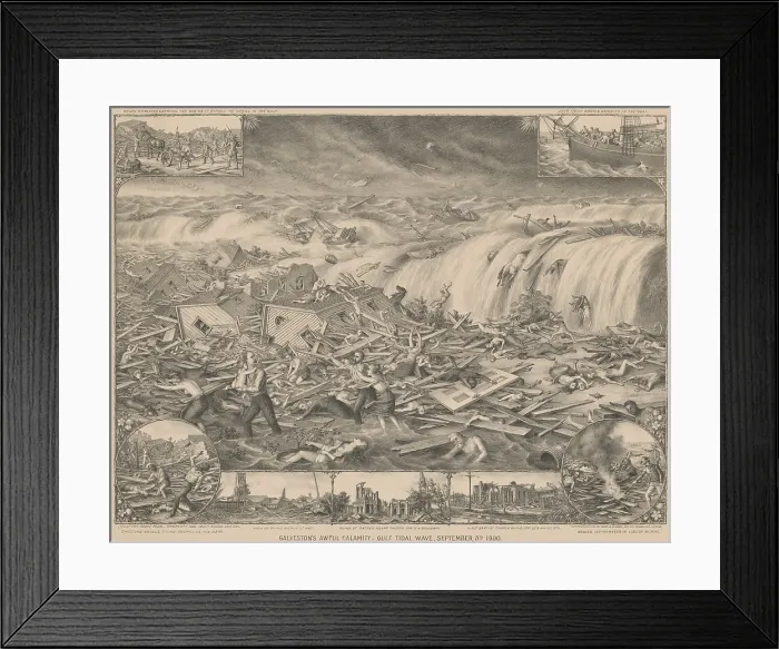 Framed Print : Galveston's Awful Calamity, Gulf Tidal Wave, September 8, 1900 Framed Print : Galveston's Awful Calamity, Gulf Tidal Wave, September 8, 1900