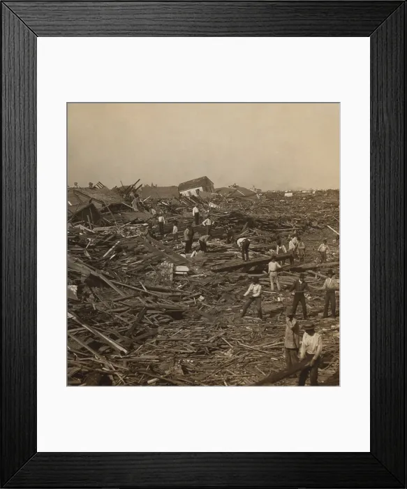 Framed Print : Searching for the dead among the ruins, Galveston, Texas, two days or more after the disaster. On Sept