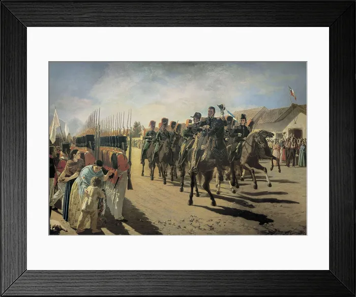 Framed Print : BLANES, Juan Manuel (1830-1901). The Review in Rancagua. 1872. General Bernardo O'Higgins reviews his troops. Oil on canvas. ARGENTINA. Buenos Aires