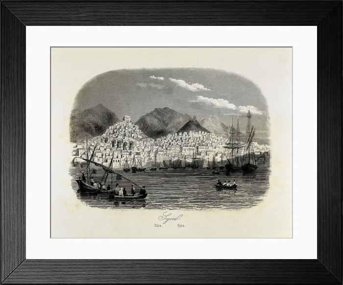 Framed Print : Greece (1863). Island of Syros. Illustration from 'General History of Missions'. Etching. AISA / Everett Collection**US SALES ONLY**