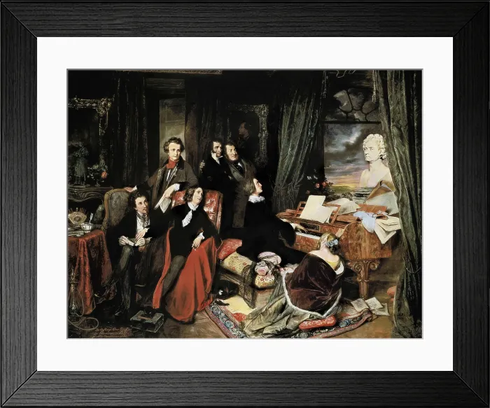 Framed Print : DANHAUSER, Joseph (1805-1845). Liszt at the Piano. 1840