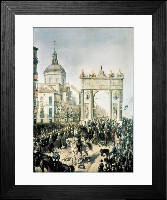 Framed Print : Spain (1875). Entrance of Alfonso XII into Madrid after the Borbon Restoration (January 14). Oil on canvas. SPAIN. Segovia. Riofrio Palace