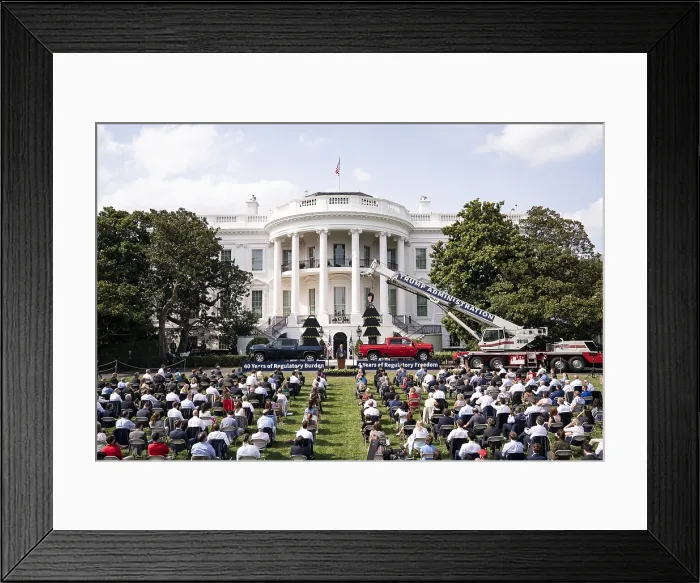 Framed Print : President Donald Trump holds an elaborately staged election year event advertising his program against the regulatory administrative state Framed Print : President Donald Trump holds an elaborately staged election year event advertising his program against the regulatory administrative state