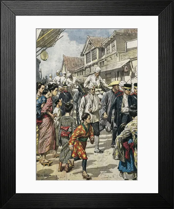 Framed Print : Russian-Japanese War (1904-1905). Arrival to Tokyo of the first injured of the battle of Ya-Lu (February 1904) Framed Print : Russian-Japanese War (1904-1905). Arrival to Tokyo of the first injured of the battle of Ya-Lu (February 1904)