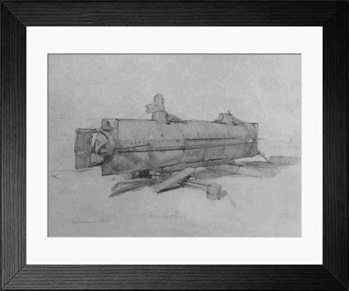 Framed Print : US Civil War. Siege of Charleston, 1863-65. CSS H.L. Hunley, was a small, hand-powered submarine, built in 1863 in Mobile, Alabama Framed Print : US Civil War. Siege of Charleston, 1863-65. CSS H.L. Hunley, was a small, hand-powered submarine, built in 1863 in Mobile, Alabama