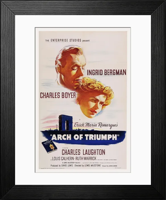 Framed Print : ARCH OF TRIUMPH, US poster art, from left: Charles Boyer, Ingrid Bergman, 1948 Framed Print : ARCH OF TRIUMPH, US poster art, from left: Charles Boyer, Ingrid Bergman, 1948