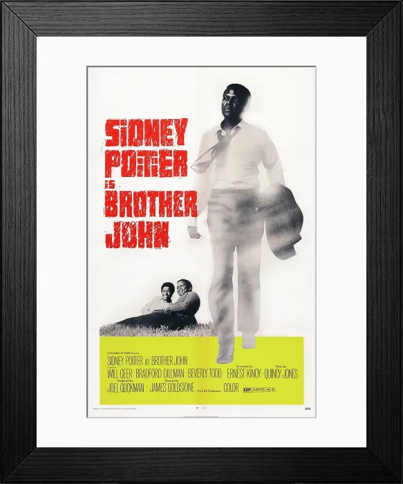 Framed Print : BROTHER JOHN, US poster, reclining from left: Beverly Todd, Sidney Poitier, Sidney Poitier (right), 1971