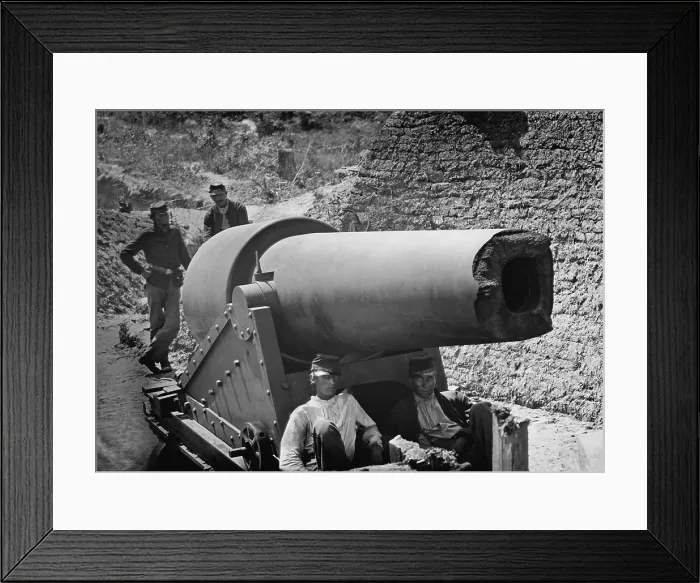 Framed Print : US Civil War. Siege of Charleston, 1863. 300-pounder Parrot Rifle after bursting its muzzle on Morris Island, South Carolina, July-August, 1863 Framed Print : US Civil War. Siege of Charleston, 1863. 300-pounder Parrot Rifle after bursting its muzzle on Morris Island, South Carolina, July-August, 1863