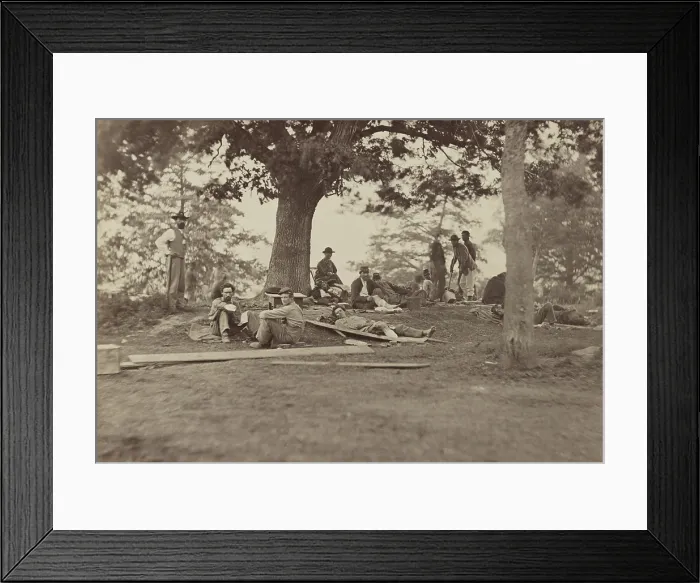 Framed Print : US Civil War. Wounded Union soldiers resting in Fredericksburg in May 1864 Framed Print : US Civil War. Wounded Union soldiers resting in Fredericksburg in May 1864