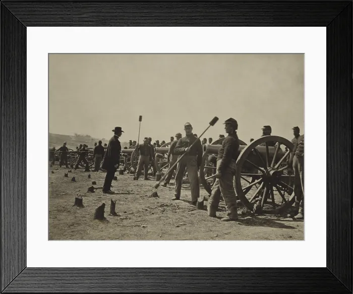 Framed Print : US Civil War, Battle of Chancellorsville, Virginia, May, 3, 1863. A lieutenant of the 1st New York Artillery inspects his unit