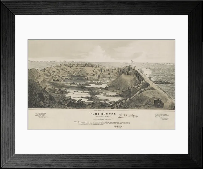 Framed Print : US Civil War. Siege of Charleston, 1863. View of Fort Sumter from the southwest on Dec. 9, 1863