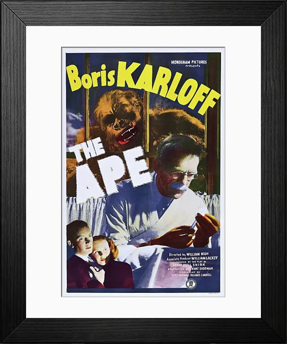 Framed Print : THE APE, US poster art, Gene O'Donnell, Marix Wrixon, Ray Corrigan, Boris Karloff, 1940