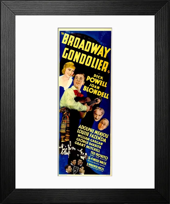 Framed Print : BROADWAY GONDOLIER, from top left: Joan Blondell, Dick Powell, Adolphe Menjou, Louise Fazenda, bottom: The 4 Mills Brothers, 1935 Framed Print : BROADWAY GONDOLIER, from top left: Joan Blondell, Dick Powell, Adolphe Menjou, Louise Fazenda, bottom: The 4 Mills Brothers, 1935