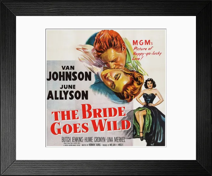 Framed Print : THE BRIDE GOES WILD, US poster art, from top: Van Johnson, June Allyson, Arlene Dahl, 1948