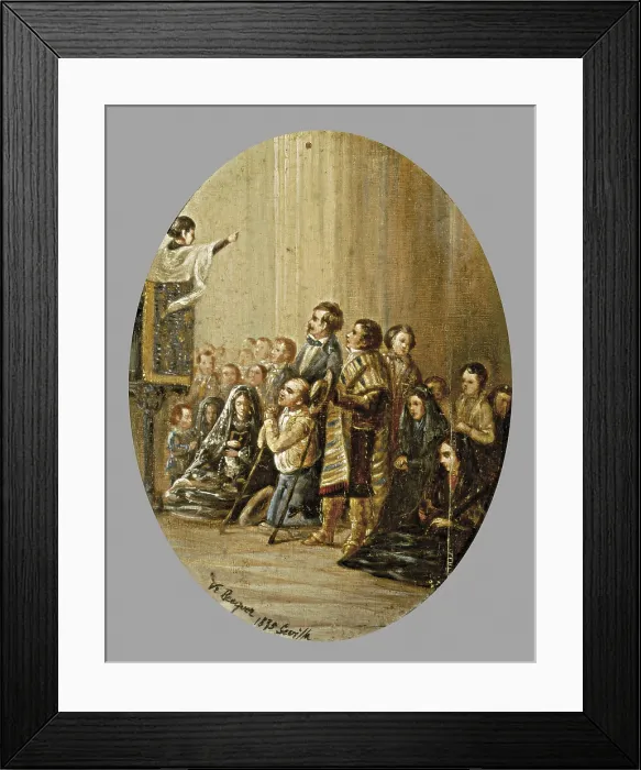Framed Print : DOMINGUEZ BECQUER, Valeriano (1834-1870). The Sermon. 1835. Romanticism. Oil on wood. SPAIN. Cdiz. Cadiz Provincial Museum. AISA / Everett Collection**US SALES ONLY** Framed Print : DOMINGUEZ BECQUER, Valeriano (1834-1870). The Sermon. 1835. Romanticism. Oil on wood. SPAIN. Cdiz. Cadiz Provincial Museum. AISA / Everett Collection**US SALES ONLY**
