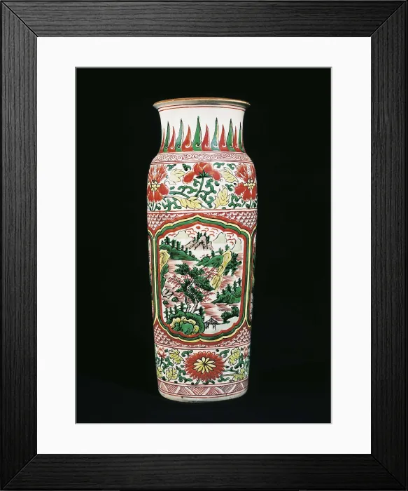 Framed Print : Red and green vase. Chinese art. Ming period. China  /  Porcelain. FRANCE. Paris. Guimet Museum. Proc: CHINA. AISA / Everett Collection**US SALES ONLY**