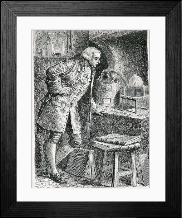 Framed Print : Lavoisier, Antoine-Laurent (1743-1794). Lavoisier discovers the composition of the air. Etching. AISA / Everett Collection**US SALES ONLY** Framed Print : Lavoisier, Antoine-Laurent (1743-1794). Lavoisier discovers the composition of the air. Etching. AISA / Everett Collection**US SALES ONLY**