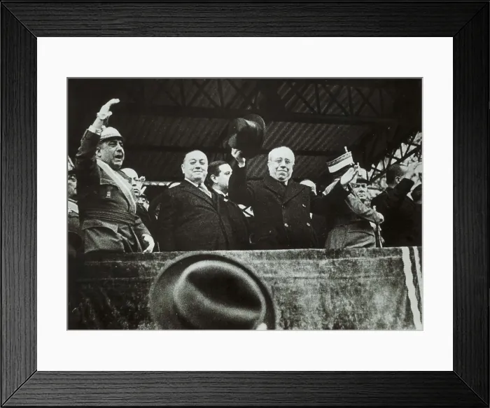 Framed Print : Spain. Second Republic. 5th Anniversary of the Republic. Martnez Barrio and Azaa. People cheering the tribune after being defused a bomb that tried to kill Azaa. SPAIN. Madrid