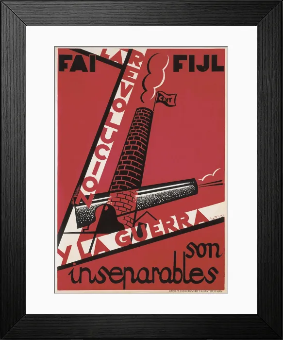Framed Print : Spanish Civil War (1936-1939). 'La Revolucin y la Guerra son inseparables' (Revolution and War Are Inseparable). Poster edited by CNT-FAI