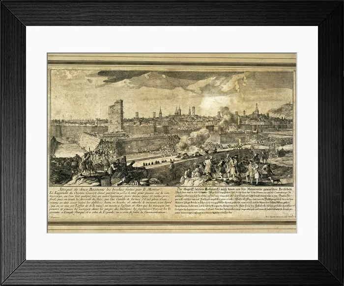 Framed Print : Spain. War of the Spanish Succession (1714). Siege of Barcelona. Assault to the city by Borbon troops under Duke of Berwick
