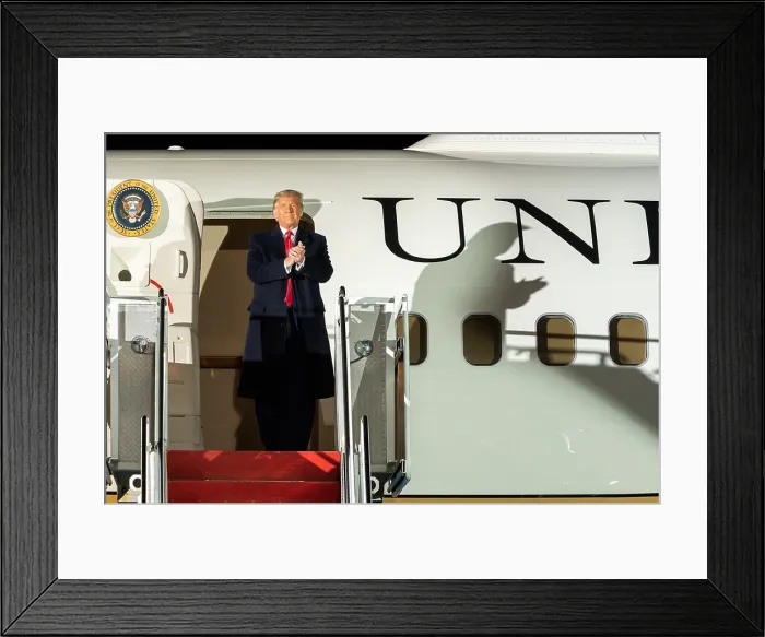 Framed Print : Recovered from COVID-19 disease, President Donald Trump returned to his presidential reelection campaign in Johnstown, Pennsylvania, Oct. 13, 2020