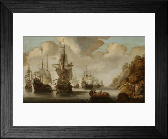 Framed Print : French Squadron near a Rocky Coast, by Jacob Adriaensz Bellevois, c. 1640-70, Dutch oil painting from the Golden Age (BSLOC_2016_2_226) Framed Print : French Squadron near a Rocky Coast, by Jacob Adriaensz Bellevois, c. 1640-70, Dutch oil painting from the Golden Age (BSLOC_2016_2_226)