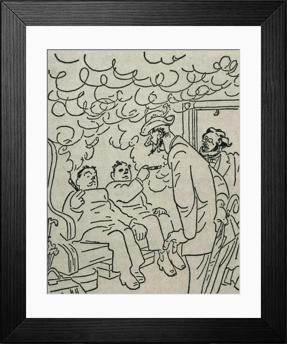 Framed Print : Illustration by Olaf Gulbransson for the work 'Lausbubengeschichten' (Brat stories) by Ludwig Thoma. Engraving. AISA / Everett Collection**US SALES ONLY**