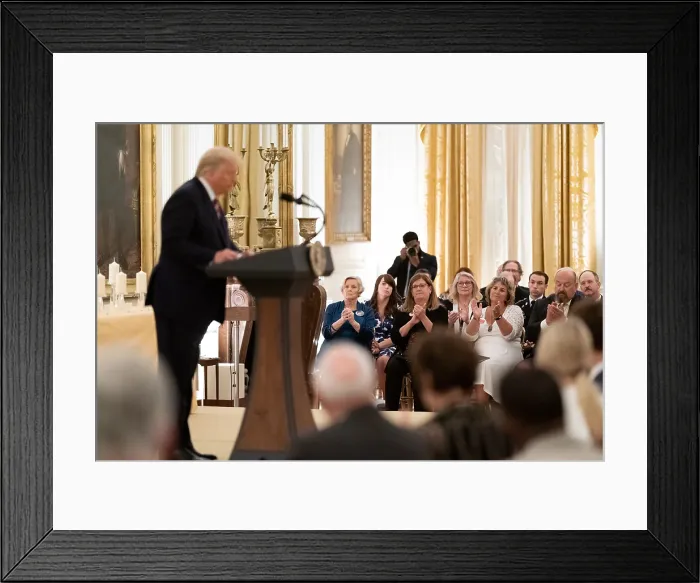 Framed Print : Gold Star families applaud President Donald Trump at a White House reception, Sept. 27, 2020 Framed Print : Gold Star families applaud President Donald Trump at a White House reception, Sept. 27, 2020